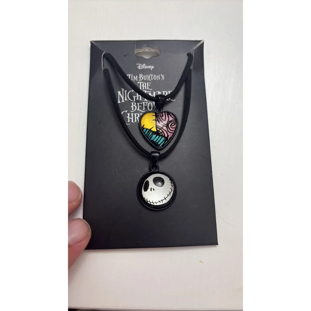 Disney Nightmare Before Christmas Jack and Sally Necklace Set